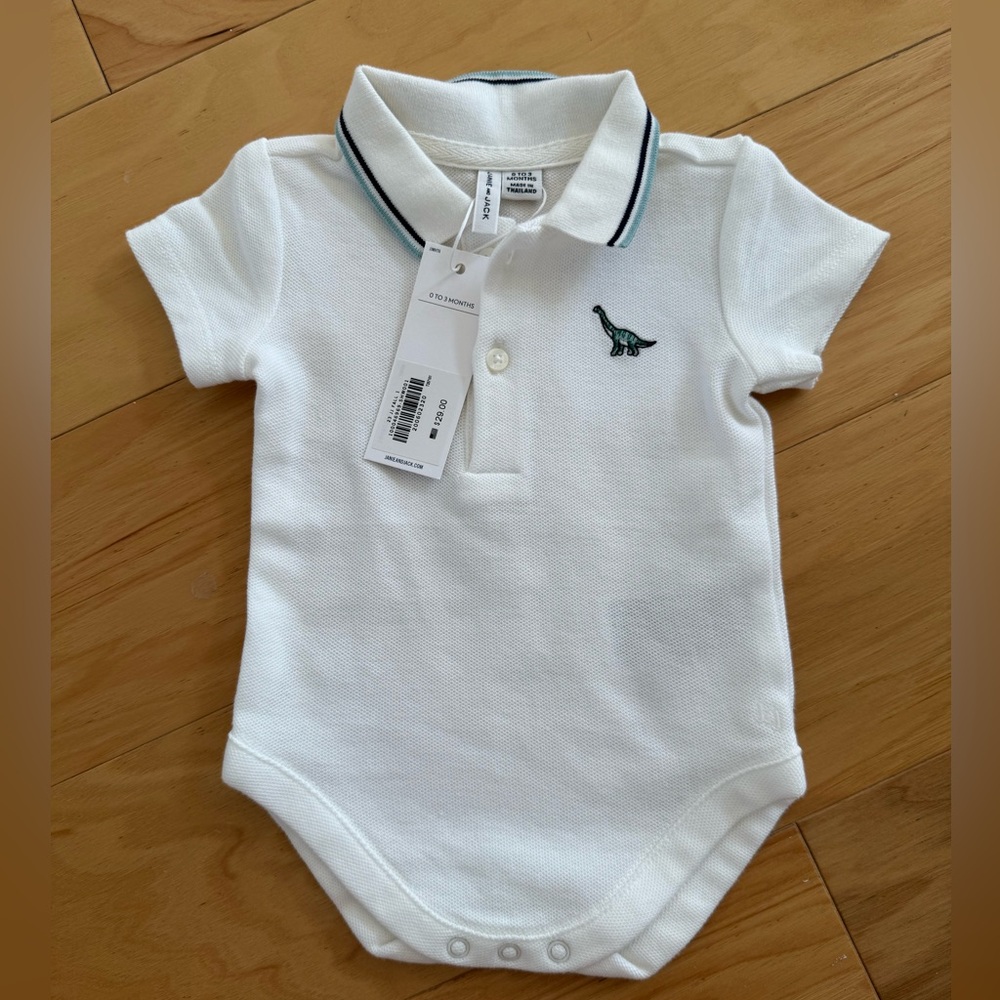 Janie and Jack baby polo bodysuit with dinosaur